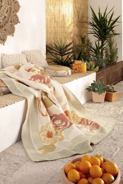 Tagesdecke Bloom Frame Mischgewebe - Mehrfarbig