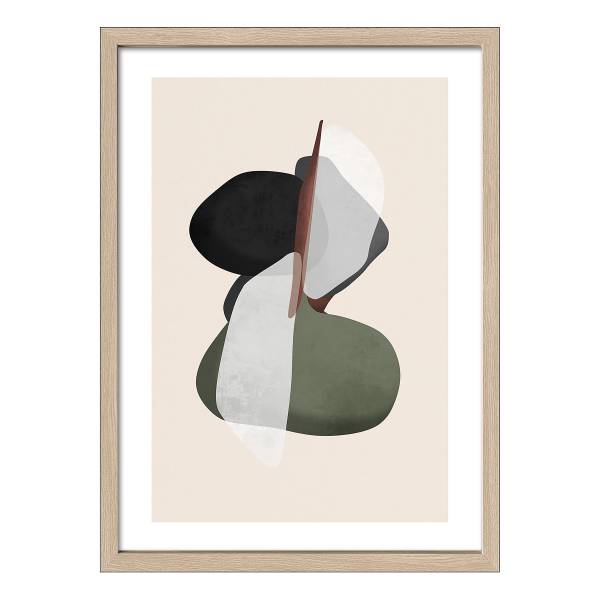 Tableau Abstract In And Out III Verre float - beige / vert / gris
