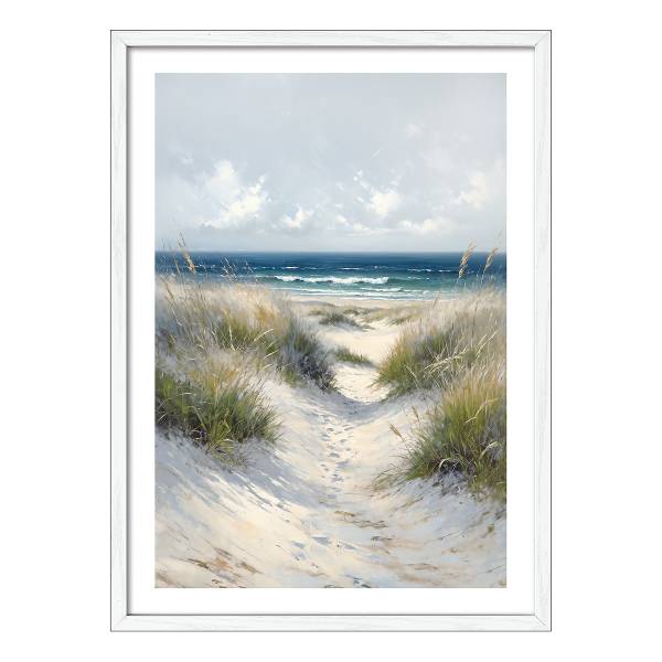 Bild At The Beach Floatglas - Beige / Blau / Grün