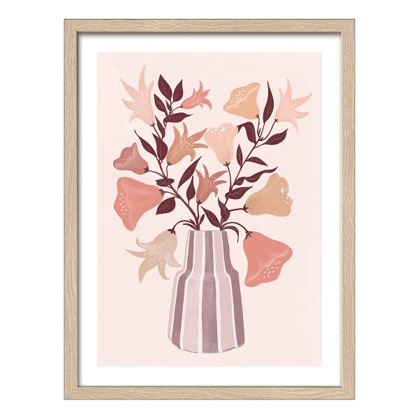 Afbeelding Checkered Vase With Flowers floatglas - beige/bruin