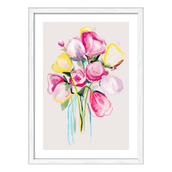 Bild Colorful Bunch Of Tulips Floatglas - Grau / Gelb / Pink