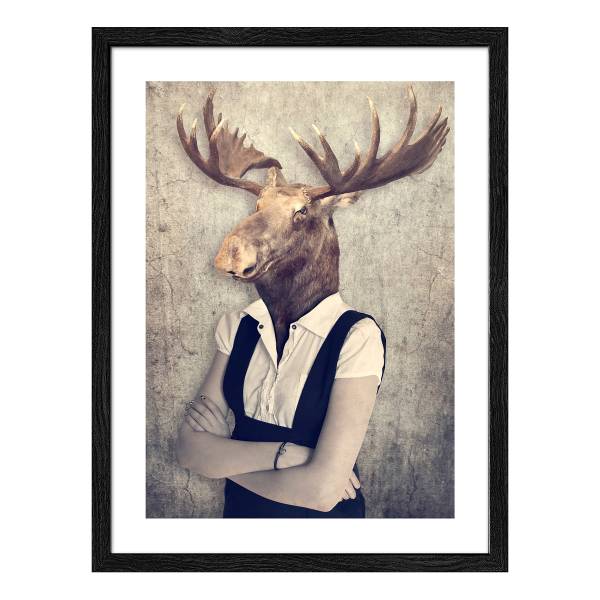 Tableau Animal-People II Verre float - gris / marron / noir