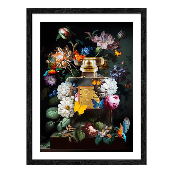 Tableau Essences V Verre float - noir / vert / jaune - 33 x 43 cm