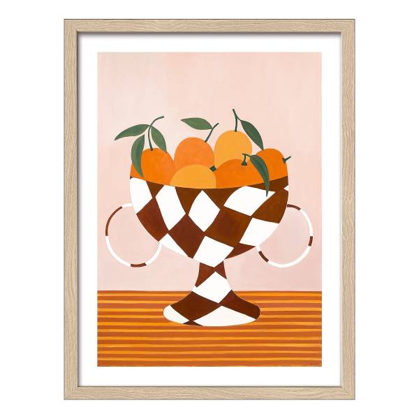 Bild Oranges In A Crazy Vase I Floatglas - Orange / Beige / Braun
