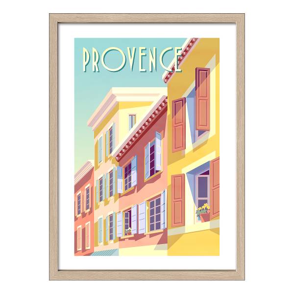 Tableau Provence Verre float - turquoise / jaune / marron