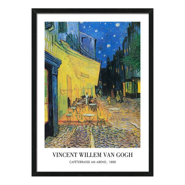 Bild Van Gogh Nachtcafe Floatglas - Blau / Gelb / Grau