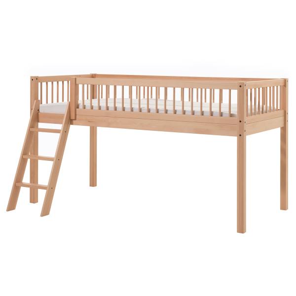 Lit mezzanine massif Forrest - Pirate Marron - Bois - Polyester - Hêtre - 208 x 114 x 136 cm