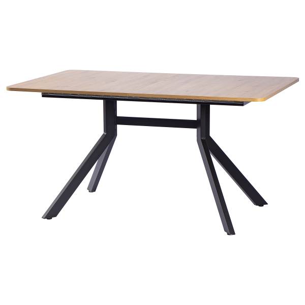 Ausziehbarer Esstisch Mamona Schwarz - Braun - Stahl - 150 x 76 x 90 cm