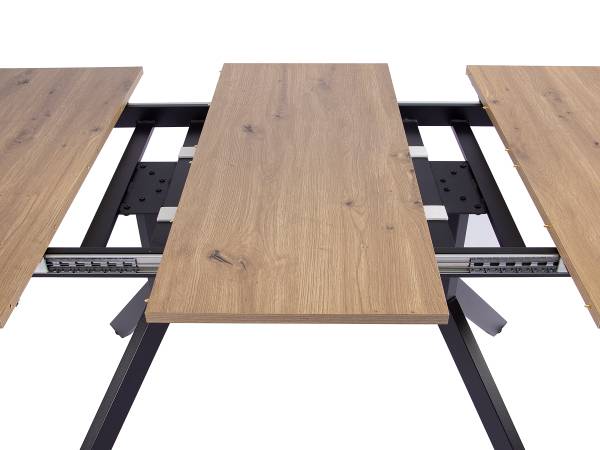 Ausziehbarer Esstisch Mamona Schwarz - Braun - Stahl - 150 x 76 x 90 cm