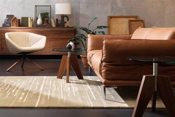 Kurzflorteppich Satin 8059 Wolle / Viskose - Beige