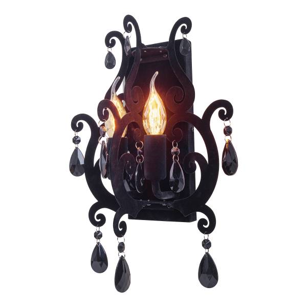 Wandleuchte Black Velvet Eisen - Schwarz - 2-flammig