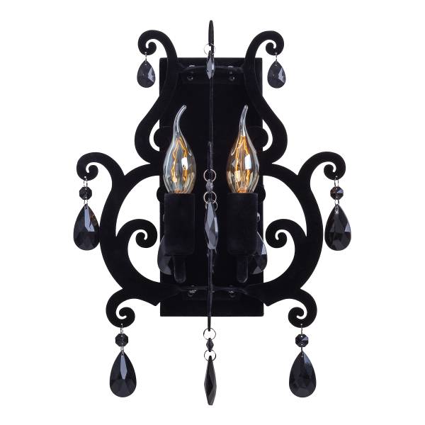 Wandleuchte Black Velvet Eisen - Schwarz - 2-flammig