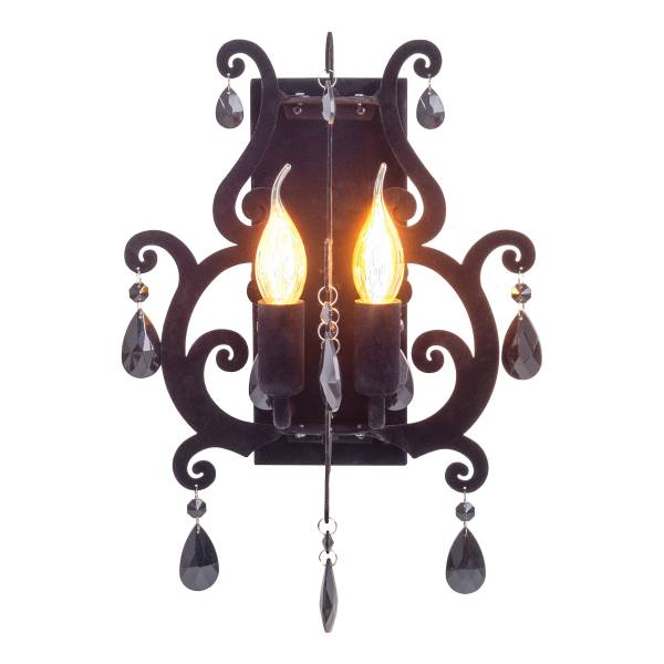 Wandleuchte Black Velvet Eisen - Schwarz - 2-flammig