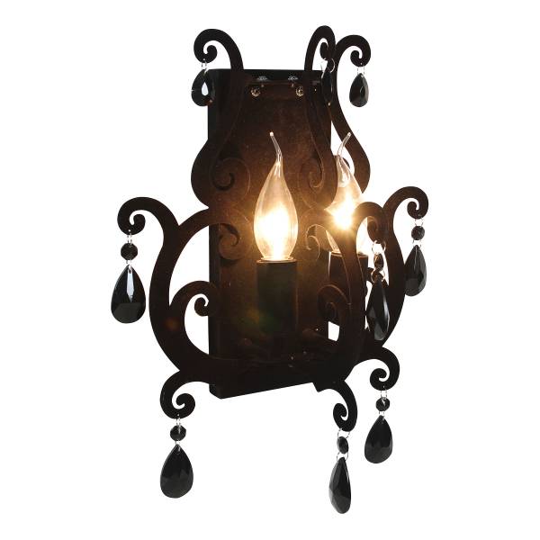 Wandleuchte Black Velvet Eisen - Schwarz - 2-flammig