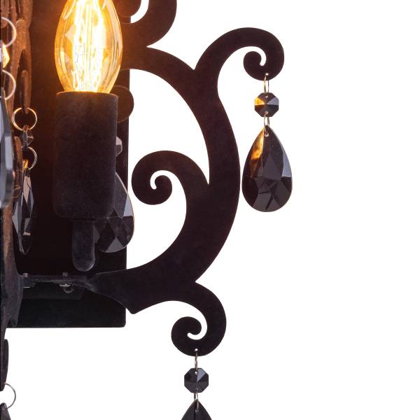 Wandleuchte Black Velvet Eisen - Schwarz - 2-flammig