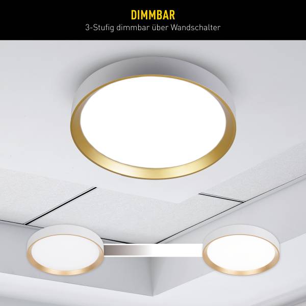 LED-plafondlamp Rio ijzer - goudkleurig/wit - 1-lichts