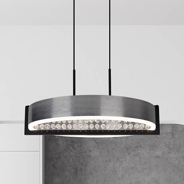 Lampada a sospensione LED Yvaris Ferro - Argento / Nero - 1 punti luce