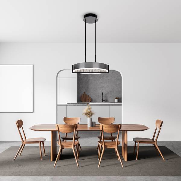 Lampada a sospensione LED Yvaris Ferro - Argento / Nero - 1 punti luce