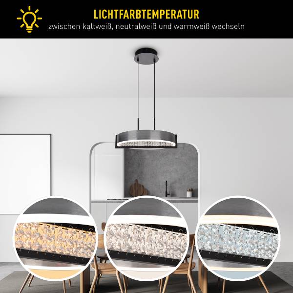 Lampada a sospensione LED Yvaris Ferro - Argento / Nero - 1 punti luce