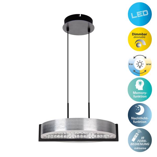 Lampada a sospensione LED Yvaris Ferro - Argento / Nero - 1 punti luce
