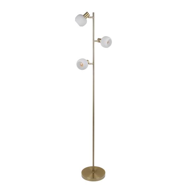 Stehleuchte Learta Eisen / Opalglas - Messing - 3-flammig
