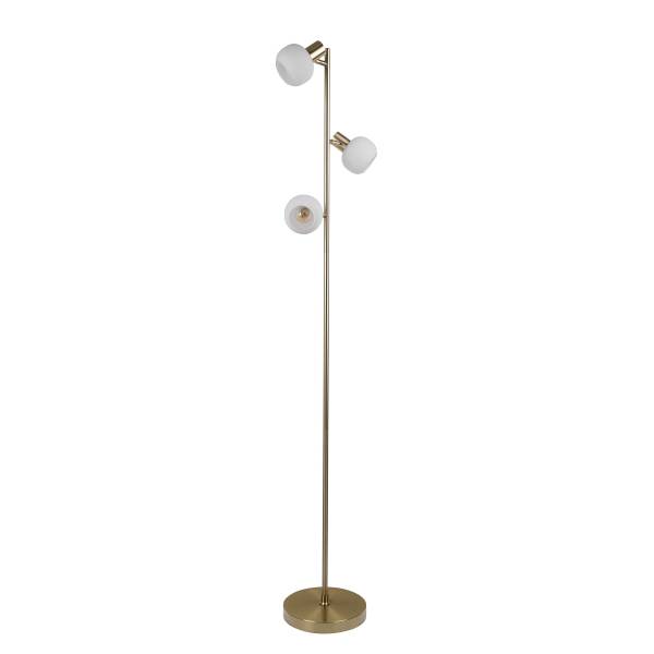 Stehleuchte Learta Eisen / Opalglas - Messing - 3-flammig