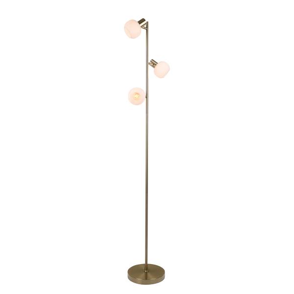 Stehleuchte Learta Eisen / Opalglas - Messing - 3-flammig