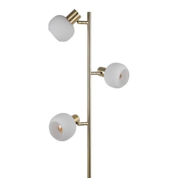 Stehleuchte Learta Eisen / Opalglas - Messing - 3-flammig