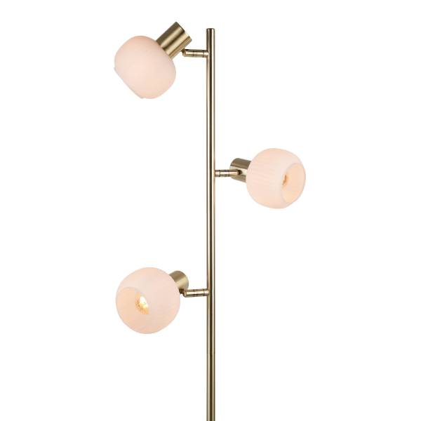 Stehleuchte Learta Eisen / Opalglas - Messing - 3-flammig
