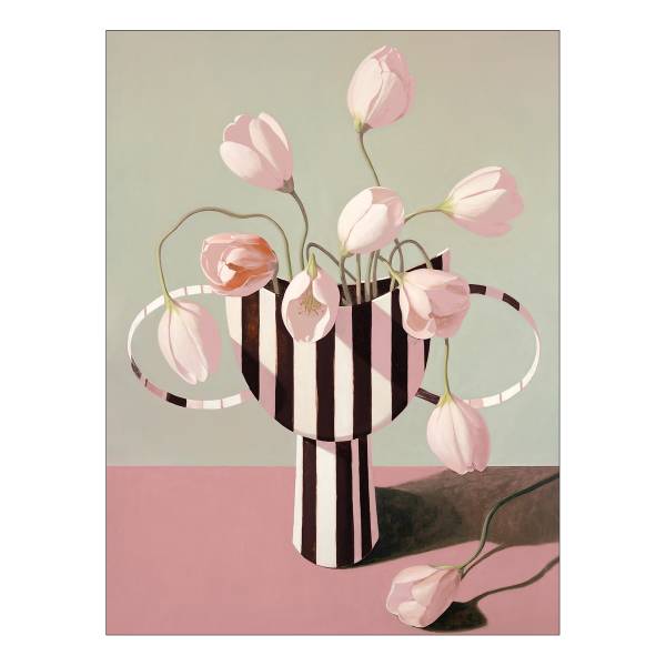 Leinwandbild Flowers In A Crazy Vase I Grau - Pink - Holzwerkstoff - Papier - 57 x 77 x 2 cm