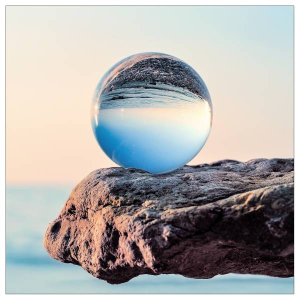 Leinwandbild Drop on Water Blau - Grau - Gelb - Holzwerkstoff - Papier - 30 x 30 x 2 cm