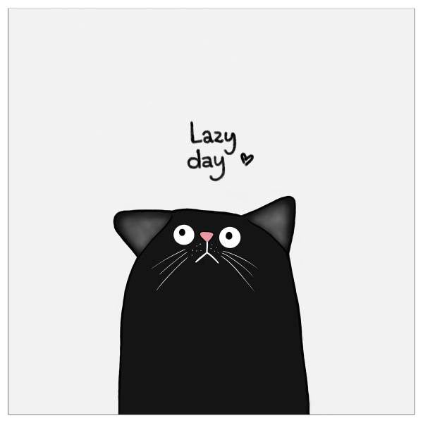 Leinwandbild Lazy Day Schwarz - Grau - Holzwerkstoff - Papier - 40 x 40 x 2 cm