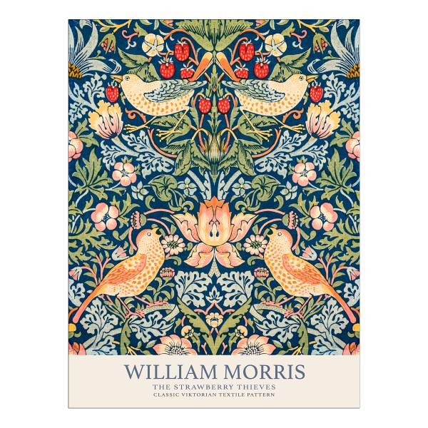 Leinwandbild Morris Strawberry Thieves Beige - Blau - Grün - Holzwerkstoff - Papier - 57 x 77 x 2 cm