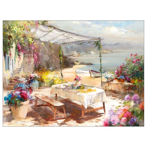 Afbeelding Whisper Of Summer beige - grijs - groen - plaatmateriaal op houtbasis - papier - 116 x 84 x 2.4 cm