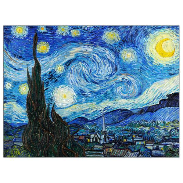 Leinwandbild Van Gogh The Stary Night Blau - Grün - Gelb - Holzwerkstoff - Papier - 77 x 57 x 2 cm