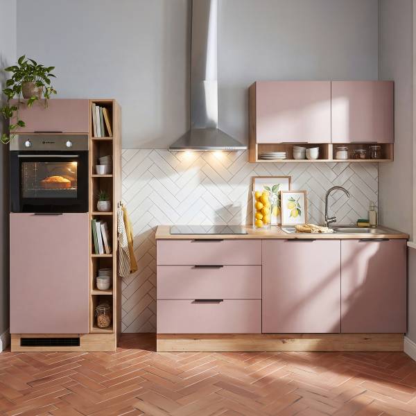 Autarke Küchenzeile Kalcu 270 cm Mauve - Ohne Elektrogeräte