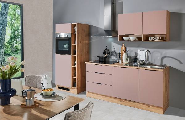 Autarke Küchenzeile Kalcu 270 cm Mauve - Ohne Elektrogeräte