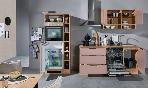 Autarke Küchenzeile Kalcu 270 cm Mauve - Ohne Elektrogeräte