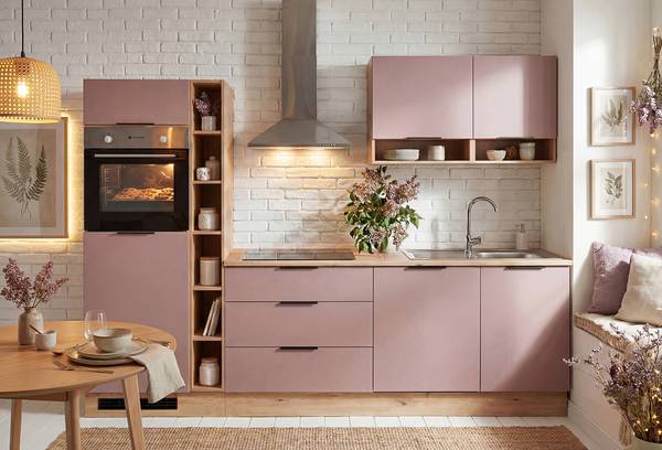 Autarke Küchenzeile Kalcu 270 cm Mauve - Ohne Elektrogeräte