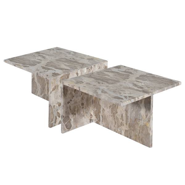 Set di 2 tavolini da salotto PUEL marmo grigio-marrone