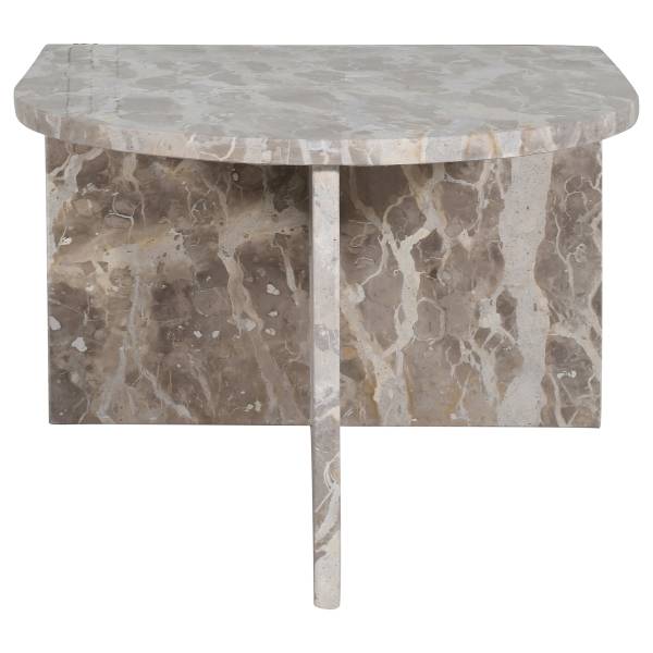 Couchtisch-Set PUEL halbrund 2er-Set Marmor Graubraun