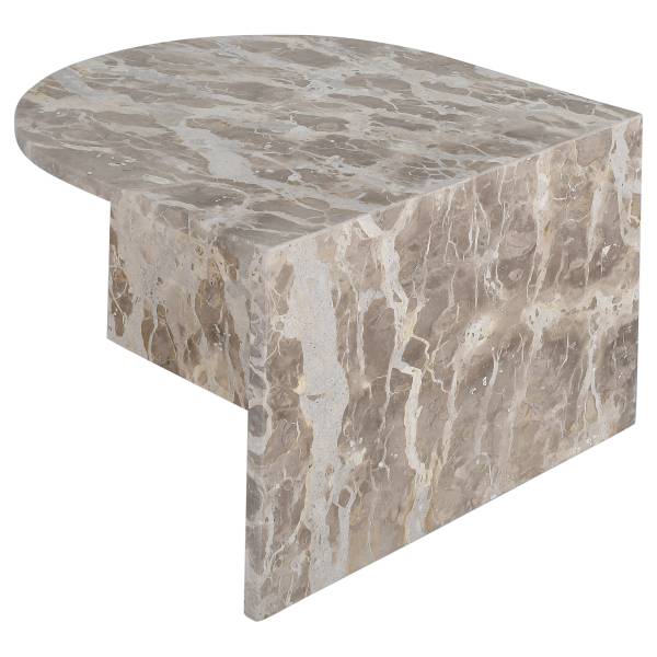 Couchtisch-Set PUEL halbrund 2er-Set Marmor Graubraun