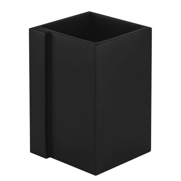 Tandenborstelbeker Gerry zwart - polyresin - 8 x 11 x 8 cm