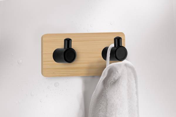 Wandhaken Bamboo Pin Hook Duo Beige - Bambus - Eisen - 12 x 4.5 x 3.6 cm