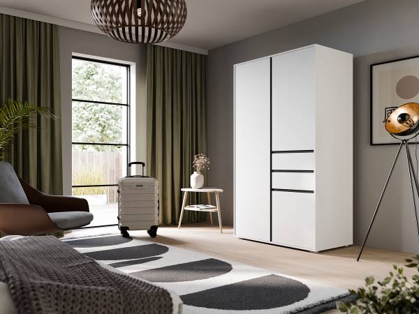 Drehtürenschrank Falun Weiß - Breite: 100 cm