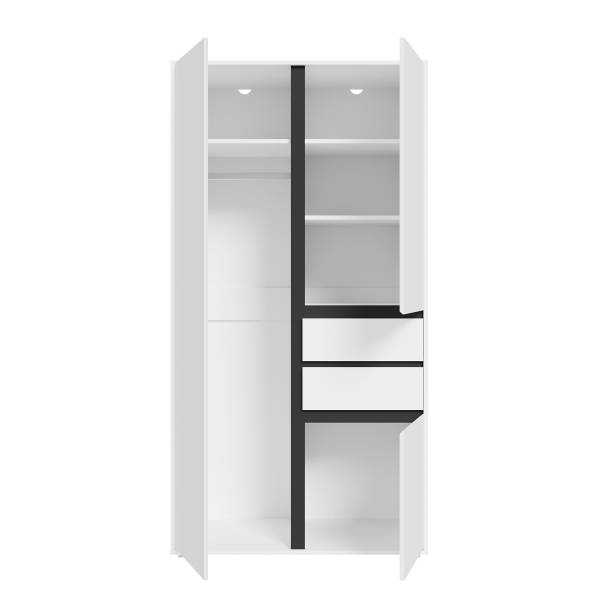 Drehtürenschrank Falun Weiß - Breite: 100 cm