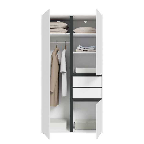 Drehtürenschrank Falun Weiß - Breite: 100 cm