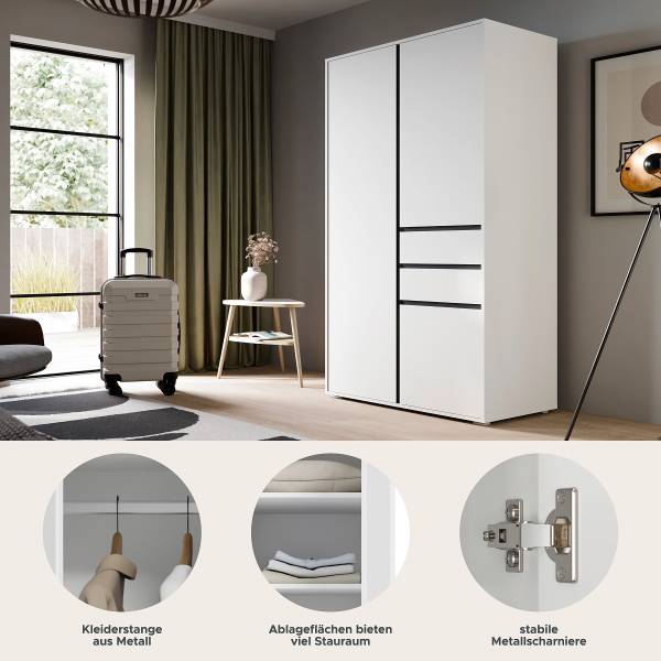Drehtürenschrank Falun Weiß - Breite: 100 cm