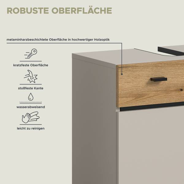 Badset Aqua 2-teilig Kombi A Kaschmir / Eiche Evoke Dekor - Mit Beleuchtung