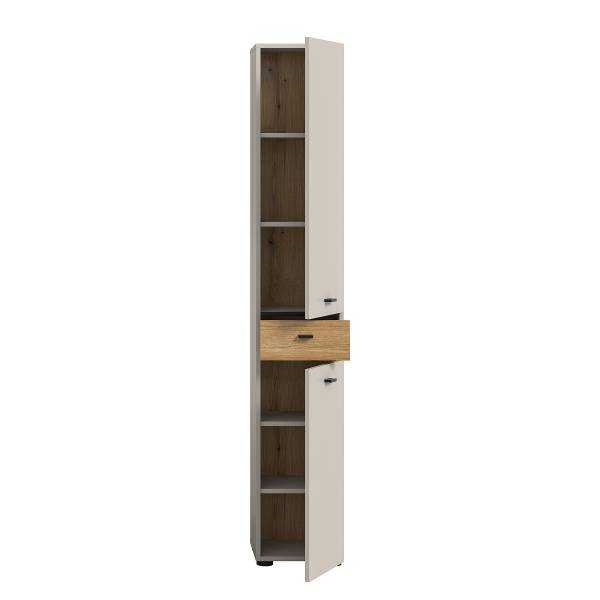 Hochschrank Aqua 32 cm breit Kaschmir / Eiche Evoke Dekor